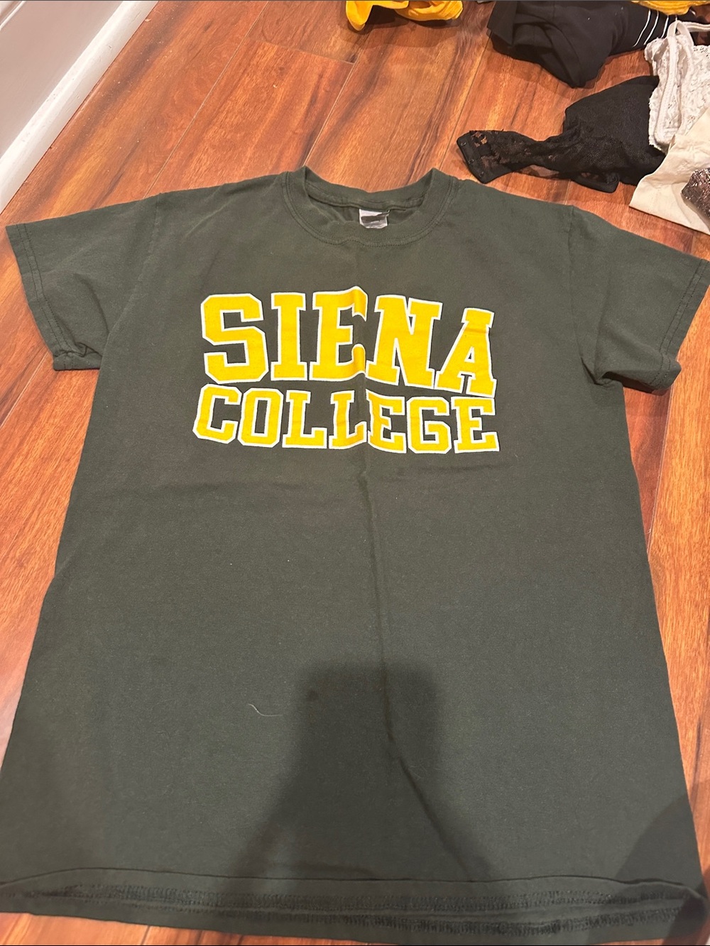 Gildan Green Tee with Yellow Block Lettering